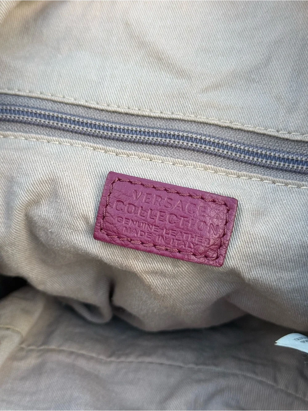 Versace 2012 Plum Leather Satchel with Gold Hardware